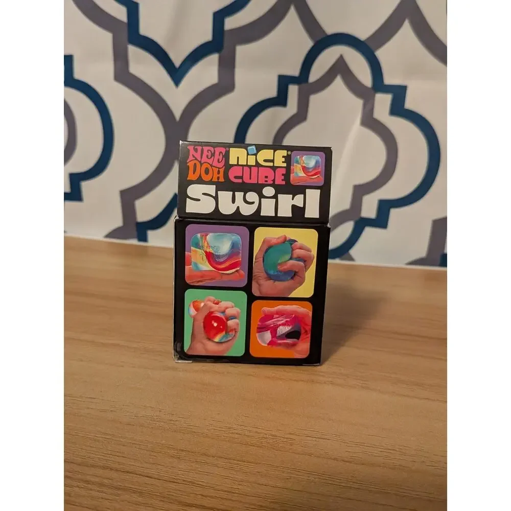 Nee Doh Nice Cube Swirl Super Solid Squishy, Multicolor